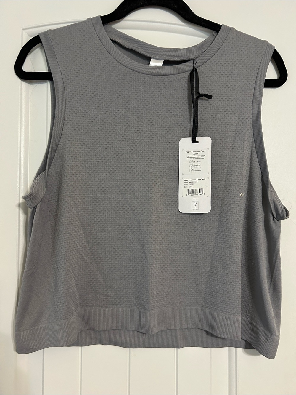 Varley Light Gray Sleeveless Crop Tank Top